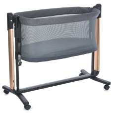 Ліжечко-манеж ME 1125-G NOA Dark Gray дитяче,APP,LED екран,4кол.,мартрац,гойдалка,ремені,сумки,сірий