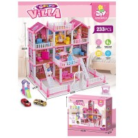 Будиночок DSJ55-18 52-41-48 см., меблі, лялька 4шт, машинка 2шт, 3 поверхи,233 дет.,кор.,42-33-8см.