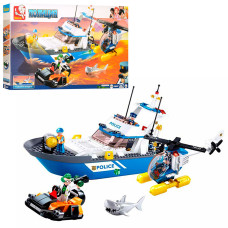 Конструктор SLUBAN M38-B0657 "Police": катер, гелікоптер, скутер, фігурки, 347 дет.