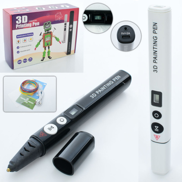 3D ручка 327  2 кольори, тип філаменту (пластик)-PLA (3кольори), USB-шнур, кор., 23-16-6 см.