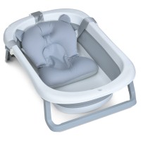 Ванночка ME 1151 PLUS Gray дитяча, з термометром, вкладиш, силікон, складана, сірий, 78,3*49,3*20,5.