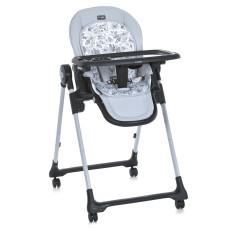 Стільчик ME 1037-B CRYSTAL Gray для годування, 5-точ. ремені, матрац, 4 колеса, шкір., сірий.