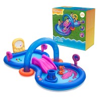 Центр ігровий BW 53167 330-188-117см.,арка-розбризкувач ,276л,гірка,корзина,2 рибки,2 ракетки,4м`яча