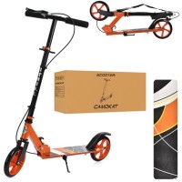 Самокат SR 2-008-OR сталь,кол2штПУ180мм,кермо88/97см,підніж.50-10см,ручн.гальмо,підст.,скл.,помаран.